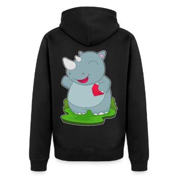 Nashorn Poker Pokerkarten - Unisex Premium Bio Zip Hoodie - Schwarz - Hinten - Nico (187cm)