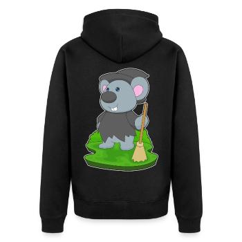 Mouse Witch Broom - Unisex Premium Organic Zip Hoodie - black - Back - Nico (187cm)