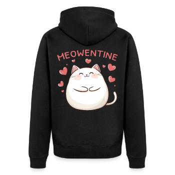 Chat Meowentine Heart Love Cadeau de la Saint-Valentin - Veste à capuche bio Premium Unisexe - noir - Dos - Nico (187cm)