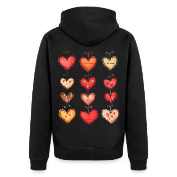 Heart Pattern Valentine's Day Heart Pattern Gift - Unisex Premium Organic Zip Hoodie - black - Back - Nico (187cm)