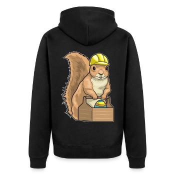 Eichhörnchen Ostern Handwerker - Unisex Premium Bio Zip Hoodie - Schwarz - Hinten - Nico (187cm)