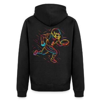 Dessin au trait de footballeur - Veste à capuche bio Premium Unisexe - noir - Dos - Nico (187cm)
