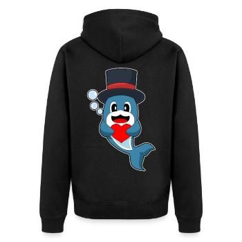 Dauphin Marié Coeur Mariage - Veste à capuche bio Premium Unisexe - noir - Dos - Nico (187cm)