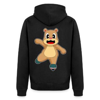 Bär Inline skating Inline skates - Unisex Premium Bio Zip Hoodie - Schwarz - Hinten - Nico (187cm)