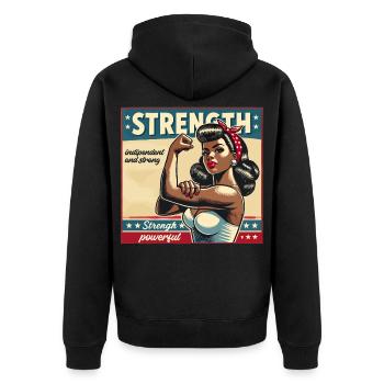 Strength strong woman african american retro gift - Unisex Premium Organic Zip Hoodie - black - Back - Nico (187cm)