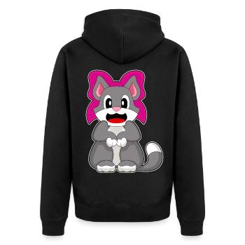 Katze Haarschleife - Unisex Premium Bio Zip Hoodie - Schwarz - Hinten - Nico (187cm)