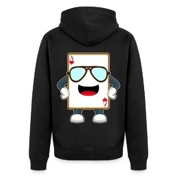 Poker Pokerkarten - Unisex Premium Bio Zip Hoodie - Schwarz - Hinten - Nico (187cm)
