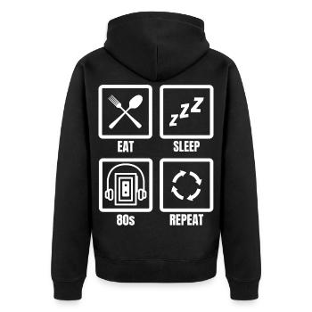Eat Sleep 80s Repeat - Unisex Premium Organic Zip Hoodie - black - Back - Nico (187cm)