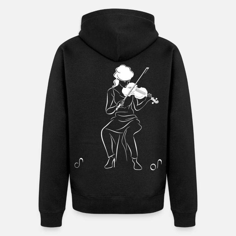 Dessin de violoniste - Veste à capuche bio Premium Unisexe - noir