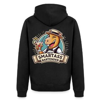 Barkeeper Barmann Capybara Capy Geschenk - Unisex Premium Bio Zip Hoodie - Schwarz - Hinten - Nico (187cm)