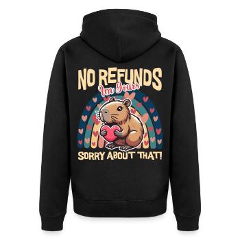 Keine Rückerstattung, Ich gehöre dir Capybara - Unisex Premium Bio Zip Hoodie - Schwarz - Hinten - Nico (187cm)
