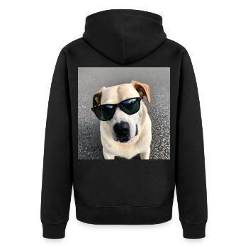 Hund mit Sonnenbrille - Unisex Premium Bio Zip Hoodie - Schwarz - Hinten - Nico (187cm)