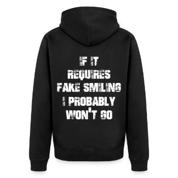 Si cela nécessite un faux sourire, je n’irai probablement pas - Veste à capuche bio Premium Unisexe - noir - Dos - Nico (187cm)