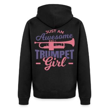 Tolles Trompetenmädchen - Unisex Premium Bio Zip Hoodie - Schwarz - Hinten - Nico (187cm)