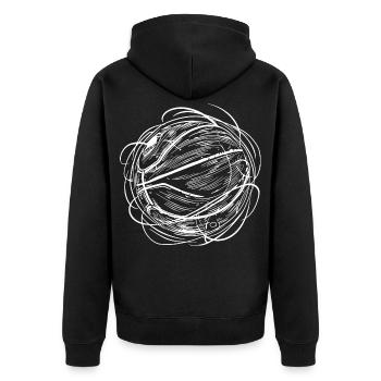 Basketball Skizze - Unisex Premium Bio Zip Hoodie - Schwarz - Hinten - Nico (187cm)