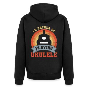 I'd rather play the ukulele - Unisex Premium Organic Zip Hoodie - black - Back - Nico (187cm)