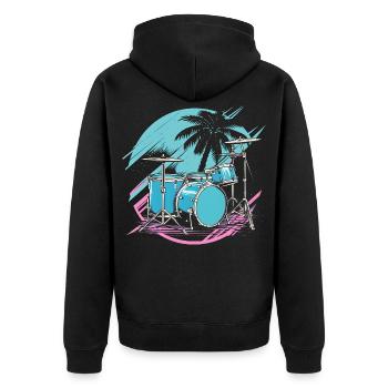 Drums 90s Look - Unisex Premium Organic Zip Hoodie - black - Back - Nico (187cm)