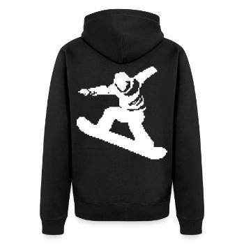Snowboarder Pixel Grafik - Unisex Premium Bio Zip Hoodie - Schwarz - Hinten - Nico (187cm)