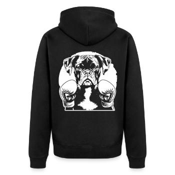 Boxer - Unisex Premium Bio Zip Hoodie - Schwarz - Hinten - Nico (187cm)