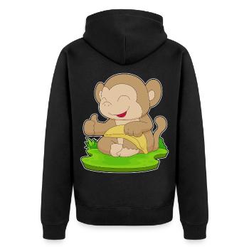 Affe Banane  - Unisex Premium Bio Zip Hoodie - Schwarz - Hinten - Nico (187cm)