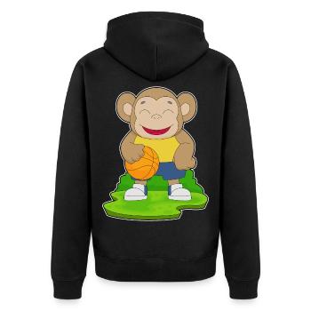 Affe Basketballspieler Basketball - Unisex Premium Bio Zip Hoodie - Schwarz - Hinten - Nico (187cm)