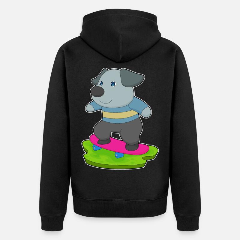 Chien Skater Skateboard - Veste à capuche bio Premium Unisexe - noir