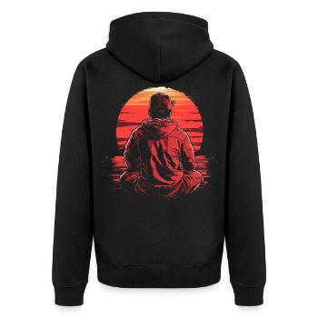 Game Lover 80s Look - Unisex Premium Organic Zip Hoodie - black - Back - Nico (187cm)