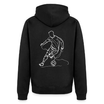 Fußballer Skizze - Unisex Premium Bio Zip Hoodie - Schwarz - Hinten - Nico (187cm)