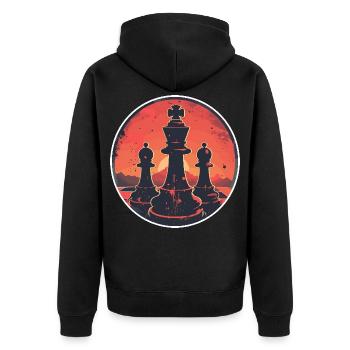 Oldschool Chess Pieces - Unisex Premium Organic Zip Hoodie - black - Back - Nico (187cm)