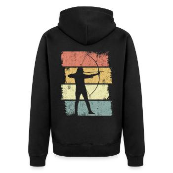 Bogenschütze Skizze - Unisex Premium Bio Zip Hoodie - Schwarz - Hinten - Nico (187cm)