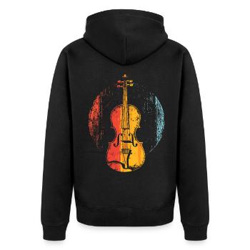 Geige Comic-Stil - Unisex Premium Bio Zip Hoodie - Schwarz - Hinten - Nico (187cm)