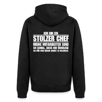 stolzer Chef geniale Mitarbeiter lustiger Chef - Unisex Premium Bio Zip Hoodie - Schwarz - Hinten - Nico (187cm)