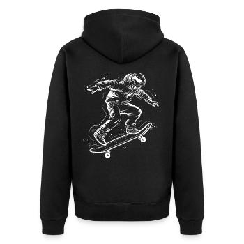 Skateboarder Skizze - Unisex Premium Bio Zip Hoodie - Schwarz - Hinten - Nico (187cm)
