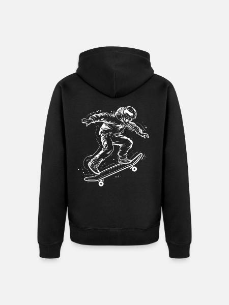Skateboarder Sketch - Unisex Premium Organic Zip Hoodie - black