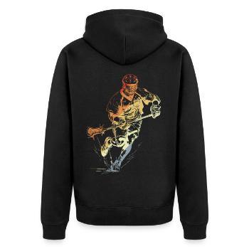 Joueur de crosse vintage - Veste à capuche bio Premium Unisexe - noir - Dos - Nico (187cm)