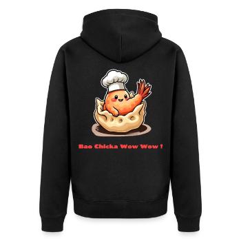 Shrimp Dumpling – Bao Chicka Wow Wow! - Unisex Premium Organic Zip Hoodie - black - Back - Nico (187cm)