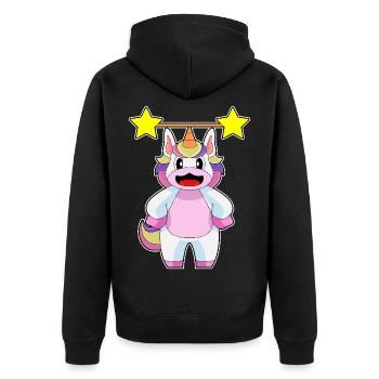 Einhorn Bodybuilder Langhantel Bodybuilding - Unisex Premium Bio Zip Hoodie - Schwarz - Hinten - Nico (187cm)
