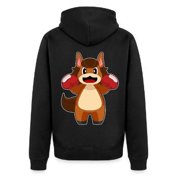 Pferd Boxer Boxhandschuhe Boxen - Unisex Premium Bio Zip Hoodie - Schwarz - Hinten - Nico (187cm)