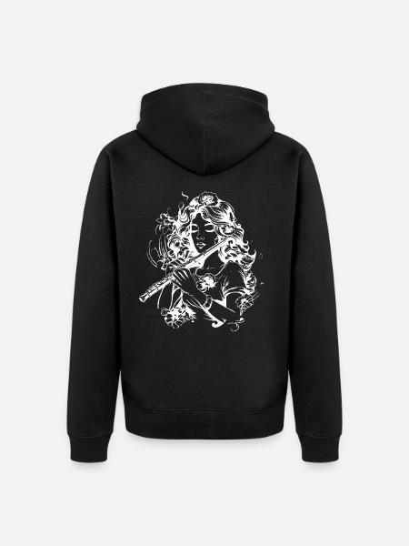 Flûte Fille Dessin - Veste à capuche bio Premium Unisexe - noir