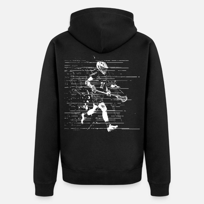 Dessin d’un joueur de crosse - Veste à capuche bio Premium Unisexe - noir