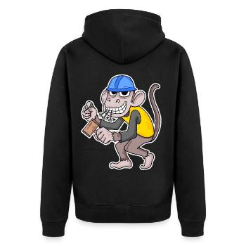 Baustelle Affe lustig Handwerker - Unisex Premium Bio Zip Hoodie - Schwarz - Hinten - Nico (187cm)