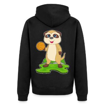 Erdmännchen Basketballspieler Basketball - Unisex Premium Bio Zip Hoodie - Schwarz - Hinten - Nico (187cm)