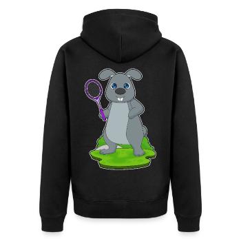 Rabbit Tennis Rackets - Unisex Premium Organic Zip Hoodie - black - Back - Nico (187cm)