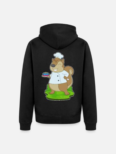 Squirrel Birthday Cake - Unisex Premium Organic Zip Hoodie - black