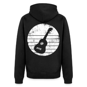 Ukulele Drawing - Unisex Premium Organic Zip Hoodie - black - Back - Nico (187cm)