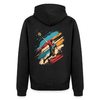 Badminton rétro - Veste à capuche bio Premium Unisexe - noir - Dos - Nico (187cm)