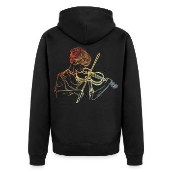 Geigenspieler Junge - Unisex Premium Bio Zip Hoodie - Schwarz - Hinten - Nico (187cm)