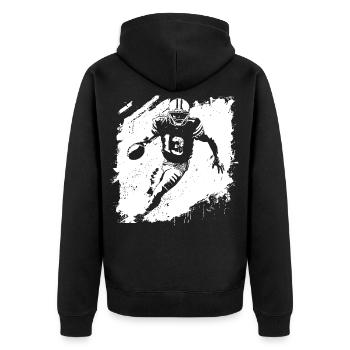Football Spieler - Unisex Premium Bio Zip Hoodie - Schwarz - Hinten - Nico (187cm)