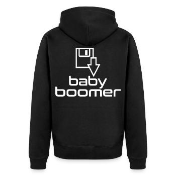 Disquette Baby Boomer - Veste à capuche bio Premium Unisexe - noir - Dos - Nico (187cm)