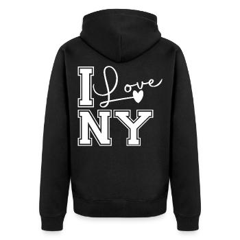 J’adore ny - Veste à capuche bio Premium Unisexe - noir - Dos - Nico (187cm)